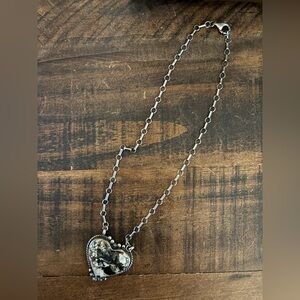 White Buffalo Heart Necklace